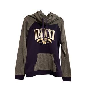 Champion Huskies Funnel Neck Hoodie Men’s Pullover Purple Gray Colorblock SZ M